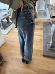 Yıkamalı wide leg katlama paçalı jean