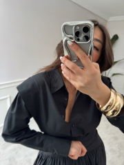 Poplin Omuz Detaylı Gömlek