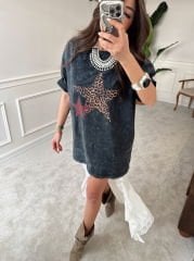 Yıkamalı oversize unisex tshirt