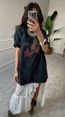 Yıkamalı oversize unisex tshirt