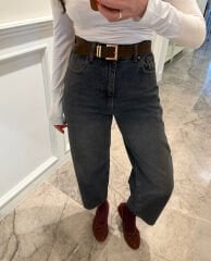 Süet Kemerli Oxford Jean