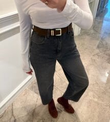 Süet Kemerli Oxford Jean