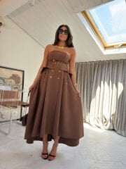 Celine Cepli ve Asimetrik Straplez Elbise