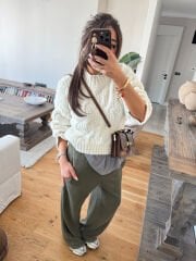 Yıkamalı haki eşofman altı