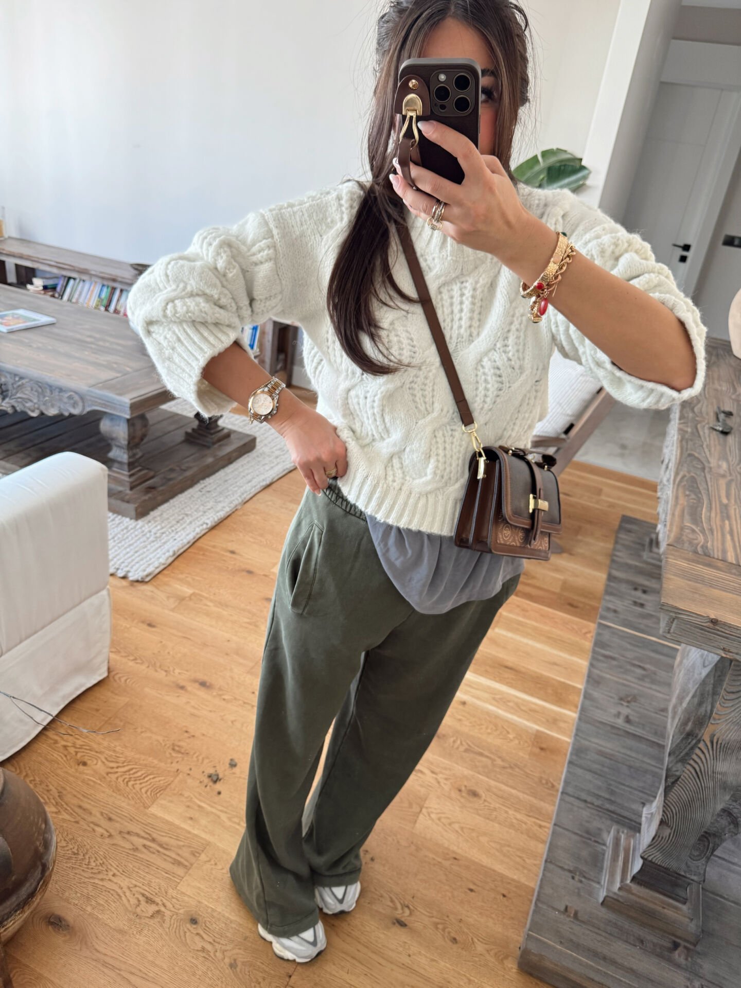 Yıkamalı haki eşofman altı