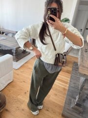 Yıkamalı haki eşofman altı