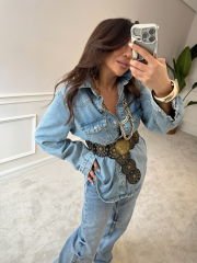 Boyfriend Asimetrik Kot Gömlek