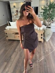 Asimetrik straplez elbise