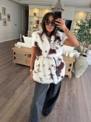 Kemerli peluş kürk yelek