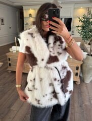 Kemerli peluş kürk yelek