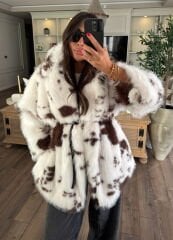 Kemerli peluş kürk manto