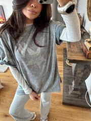 Özel üretim taşlı yıkamalı tunik tshirt