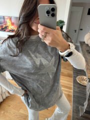 Özel üretim taşlı yıkamalı tunik tshirt