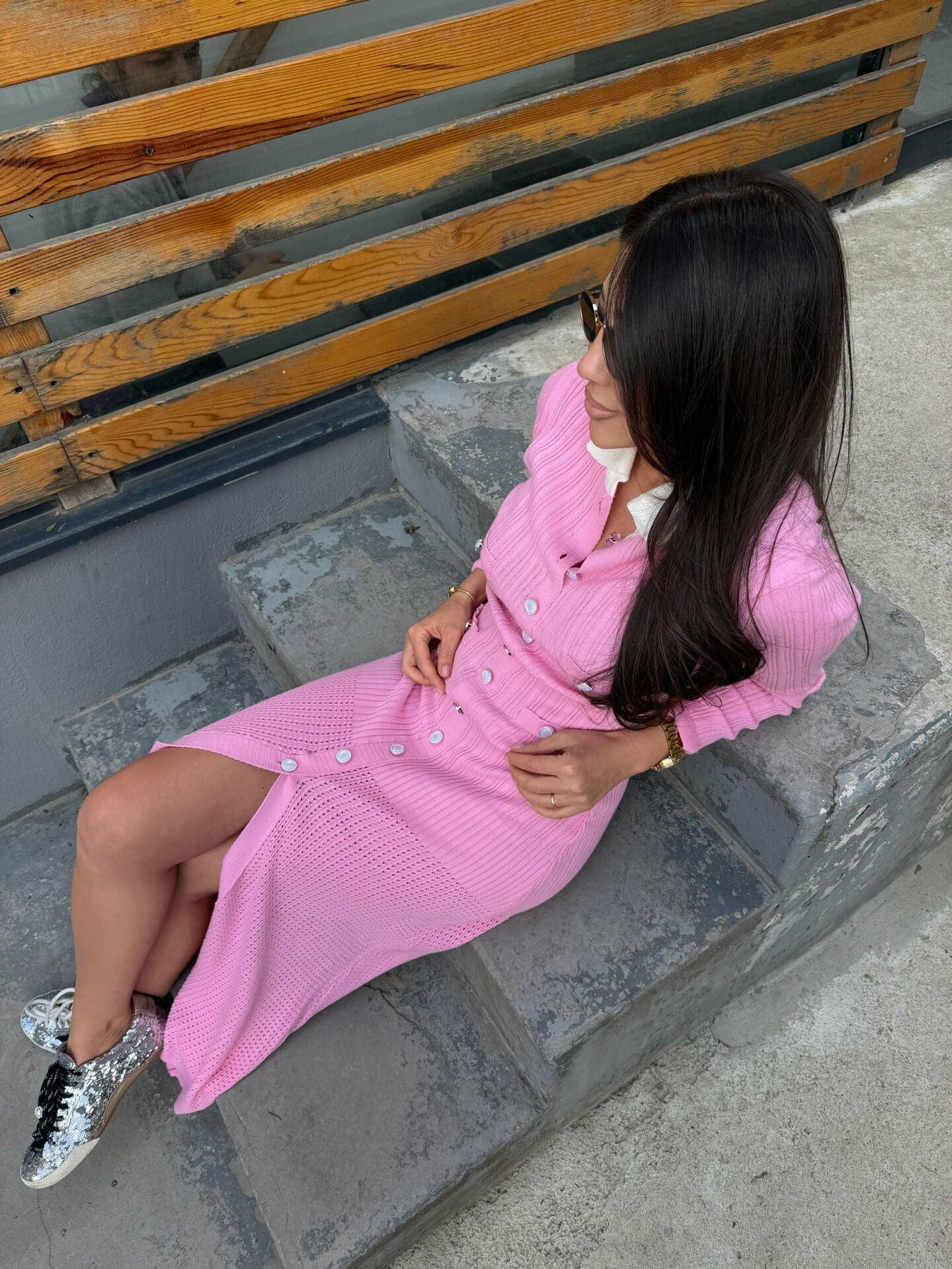 PEMBE TRİKO ELBİSE