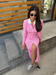PEMBE TRİKO ELBİSE
