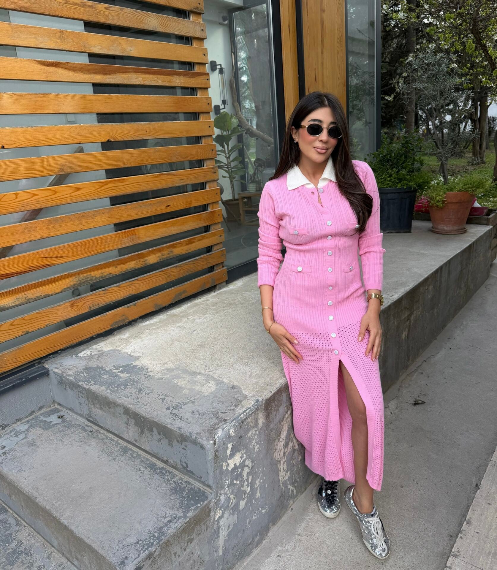 PEMBE TRİKO ELBİSE