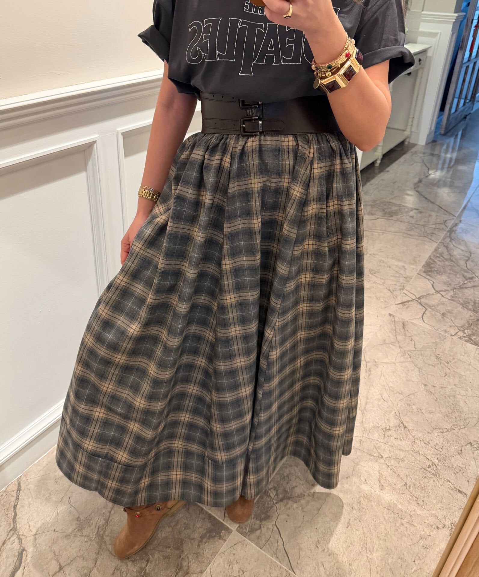 Pamuklu Ekose Closh Etek