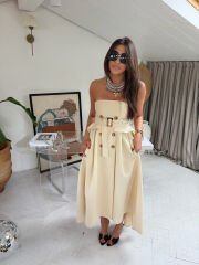 Celine Cepli ve Asimetrik Straplez Elbise