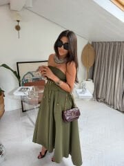 Celine Cepli ve Asimetrik Straplez Elbise