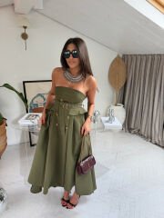 Celine Cepli ve Asimetrik Straplez Elbise
