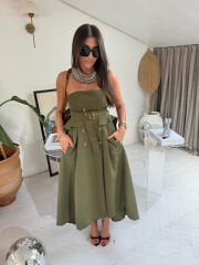 Celine Cepli ve Asimetrik Straplez Elbise