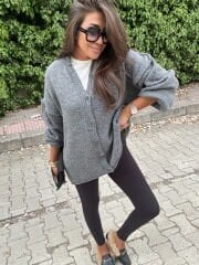 Yumuşak formlu salaş gri hırka