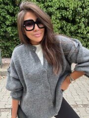 Yumuşak formlu salaş gri hırka