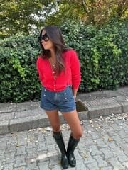 Nar çiçeği yumuşak tüylü hırka