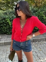 Nar çiçeği yumuşak tüylü hırka