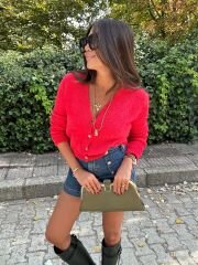 Nar çiçeği yumuşak tüylü hırka