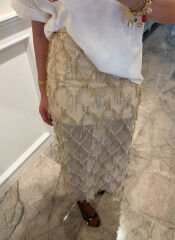 İthal payetli transparan etek