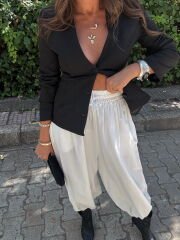 Beyaz poplin balon pantolon