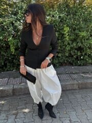 Beyaz poplin balon pantolon