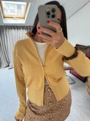 CASHMERE ŞERİTLİ ÇİFT FERMUARLI HIRKA