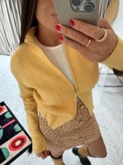 CASHMERE ŞERİTLİ ÇİFT FERMUARLI HIRKA