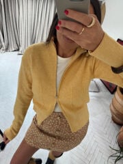 CASHMERE ŞERİTLİ ÇİFT FERMUARLI HIRKA