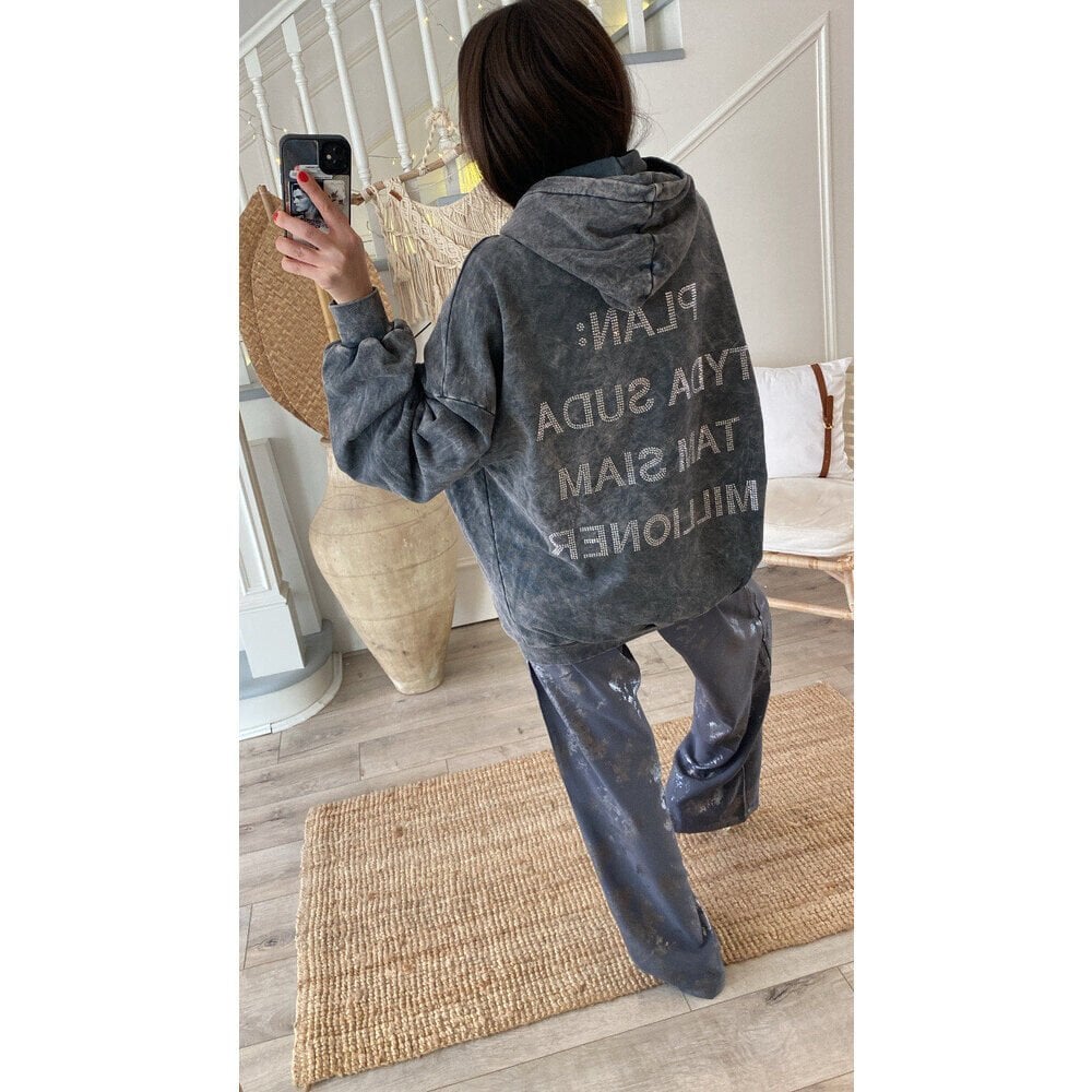 Taşlı Kapüşonlu Sweatshirt