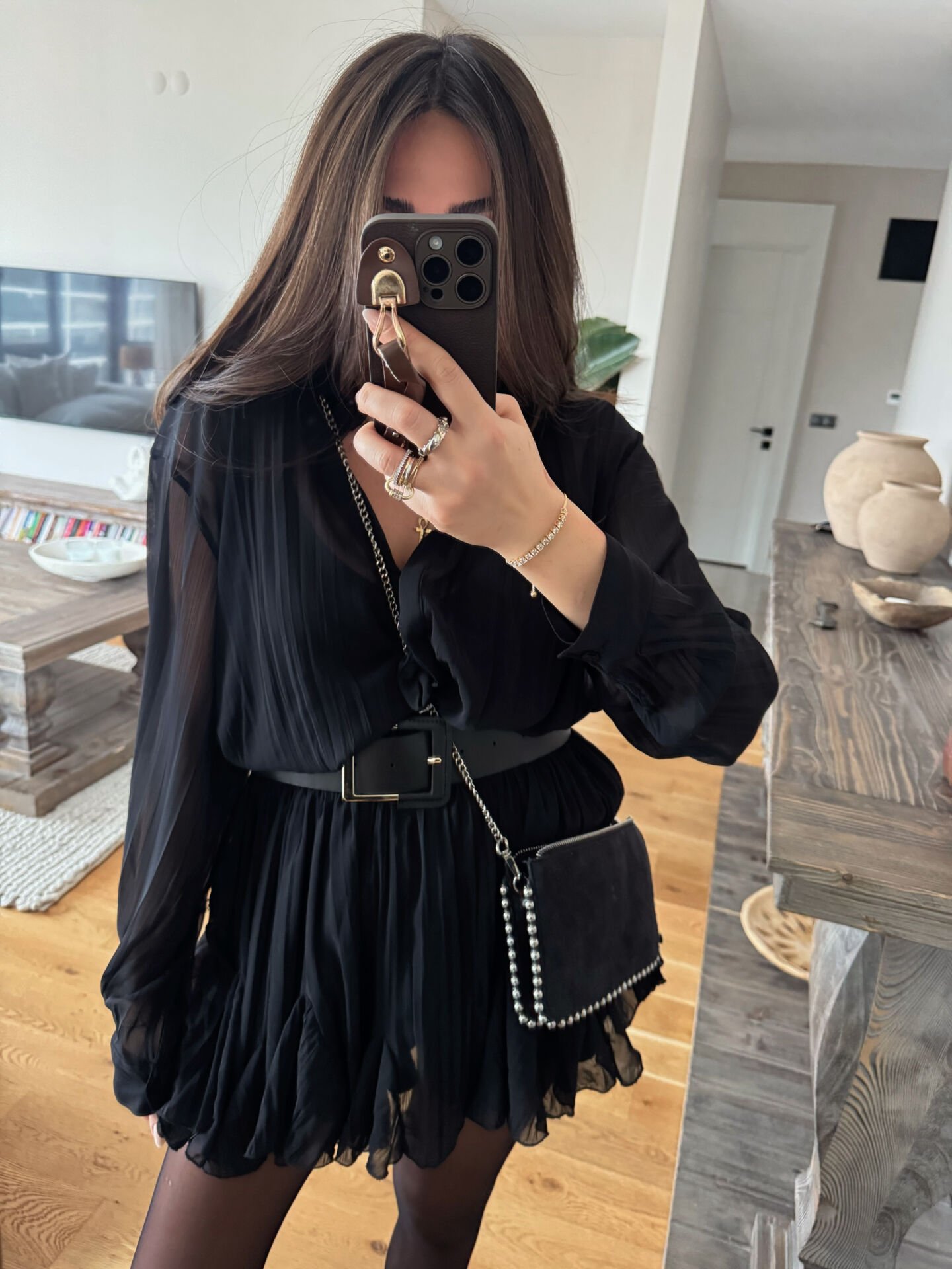 Magyy Şifon Elbise Siyah