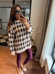 Yünlü baklava desen triko