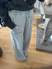 Yıkamalı wide leg eşofman altı