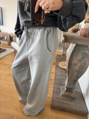 Yıkamalı wide leg eşofman altı