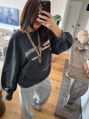 Antrasit yırtık detaylı sweat