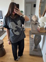 Mickey Yıkamalı Antrasit Tshirt