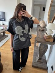 Mickey Yıkamalı Antrasit Tshirt