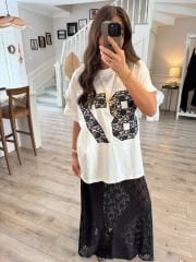 Dantel detay tshirt
