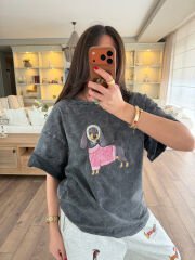 Baskılı Oversize Cartoon Tshirt