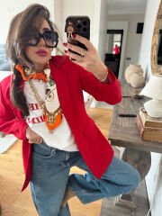 Premium Seri Nar Çiçeği Kelebek Kesim Ceket