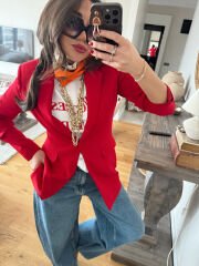 Premium Seri Nar Çiçeği Kelebek Kesim Ceket