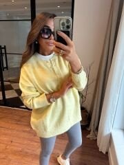 Bisiklet yaka düğmeli soft sarı triko