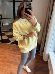 Bisiklet yaka düğmeli soft sarı triko